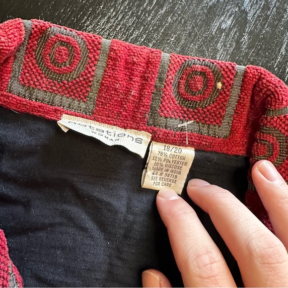 Vintage Notations Size 20 XXL 2X Red Blue Tribal Blazer Unique Grandma Chic - Picture 3 of 7